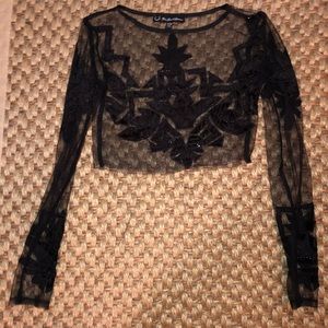 For Love & Lemons sheer mesh crop top